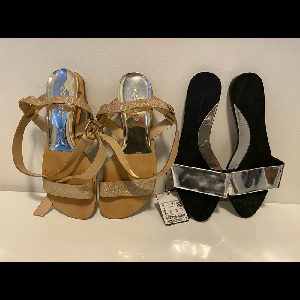 Guess size 7.5 and Zara slides 7.5